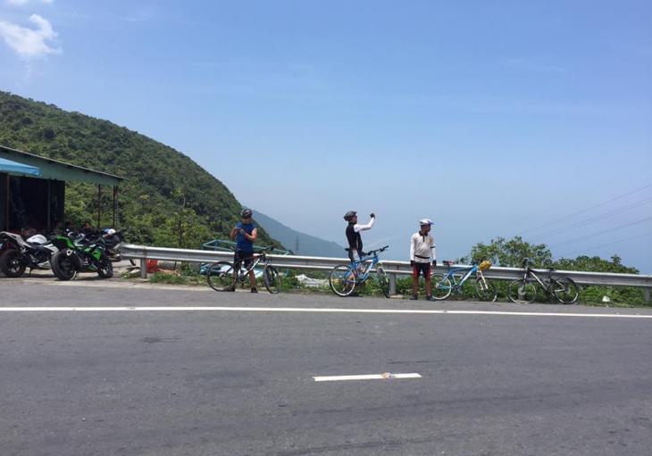 On the top of Hai Van Pass mountain bike